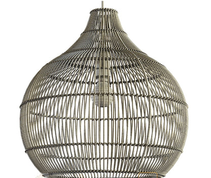 Onion Shaped Beige Rattan Lampshade