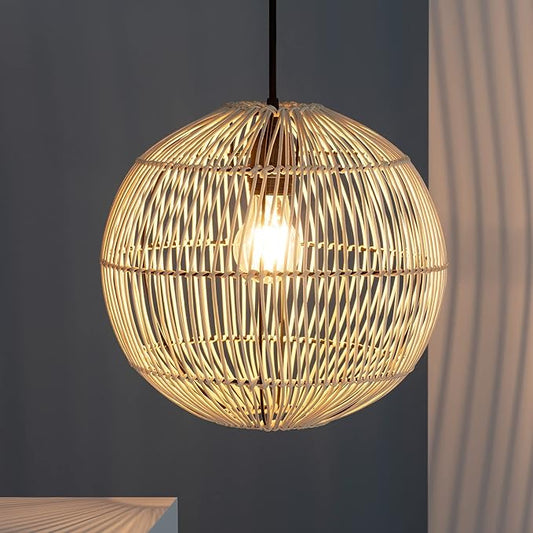Plain Flat Ball Rattan Pendant Lampshade
