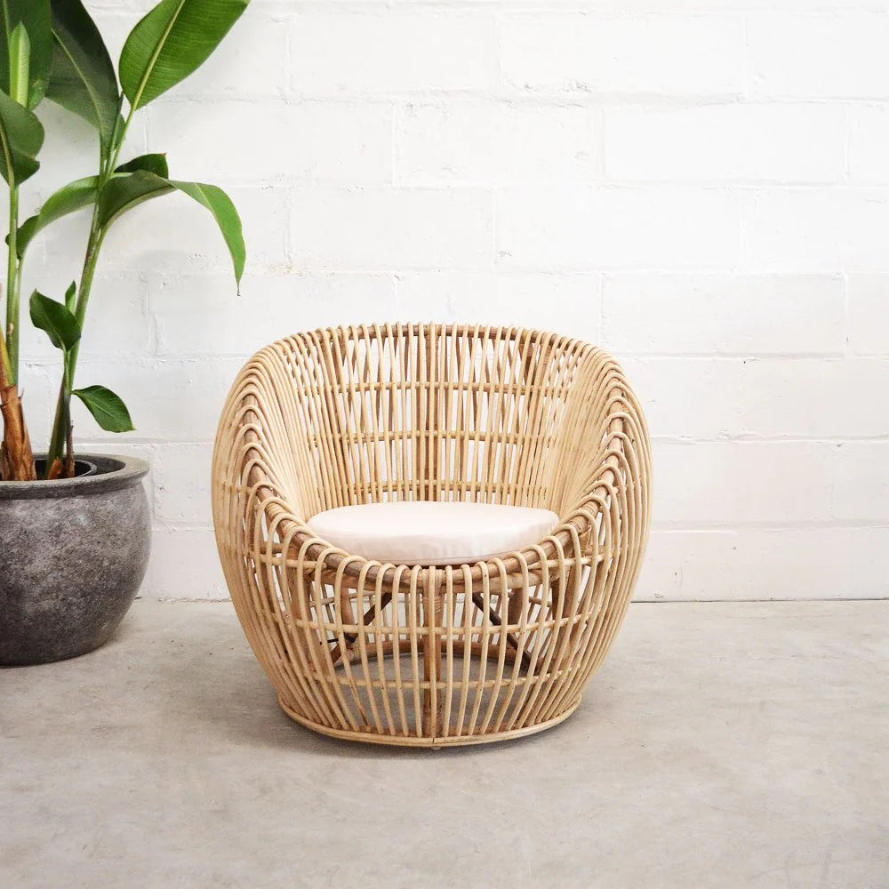 Kurest Rattan Chair – Natural Color – Handcrafted Sustainable Armchair 2 Chairs.