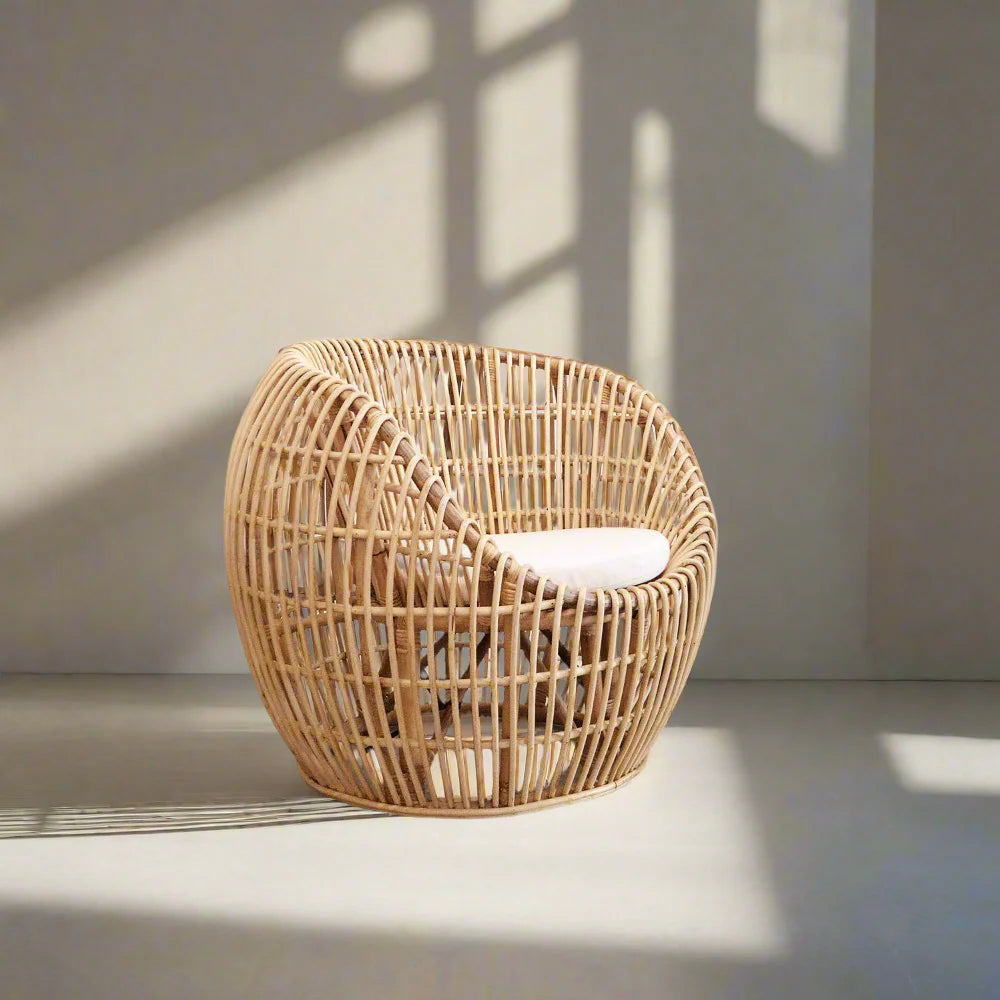 Kurest Rattan Chair – Natural Color – Handcrafted Sustainable Armchair 2 Chairs.