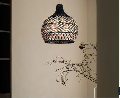 Round Black Designer Rattan Lampshade