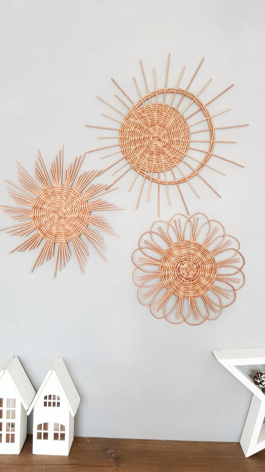 Sun Rattan Wall Decor Set of 3