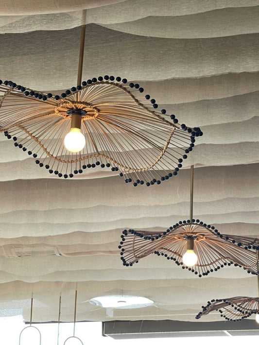 Shred Cane Lampshade with metal stand