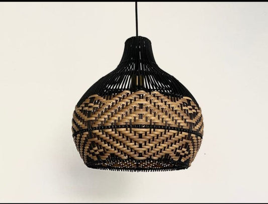 Round Black Designer Rattan Lampshade