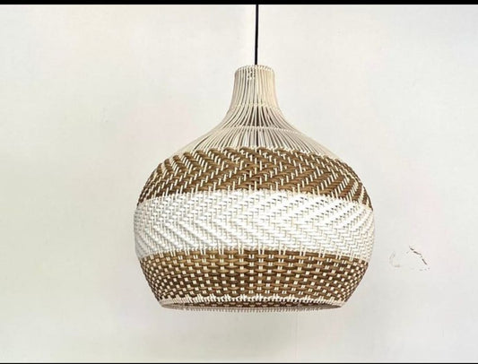 Round White Designer Pendant Rattan Lampshade