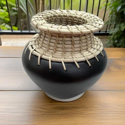 Terracotta & Rattan Pot & Planter (Design-1)