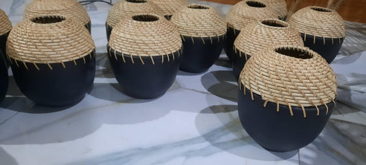 Terracotta & Rattan Pot & Planter (Design-2)