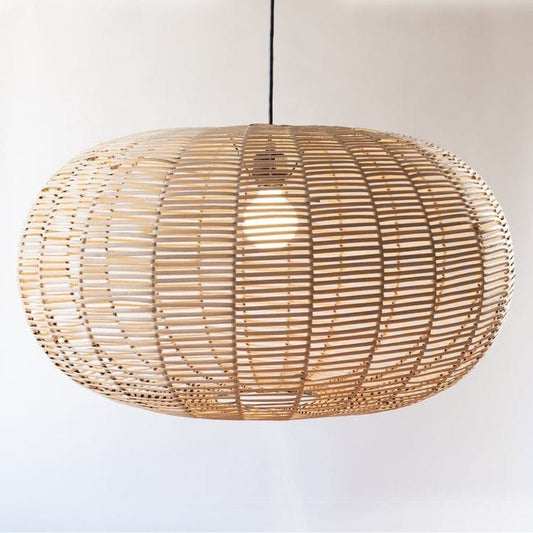 Ball Shaped Flat Rattan Pendant Lampshade