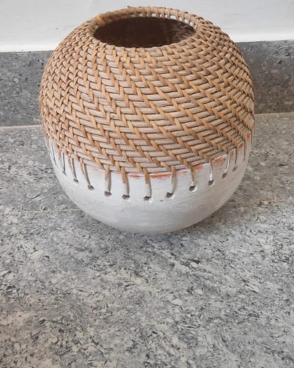 Terracotta & Rattan Pot & Planter (Design-2)