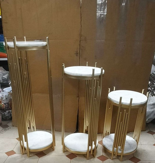 Gold Plated Metal Planter with white ceramic Base
