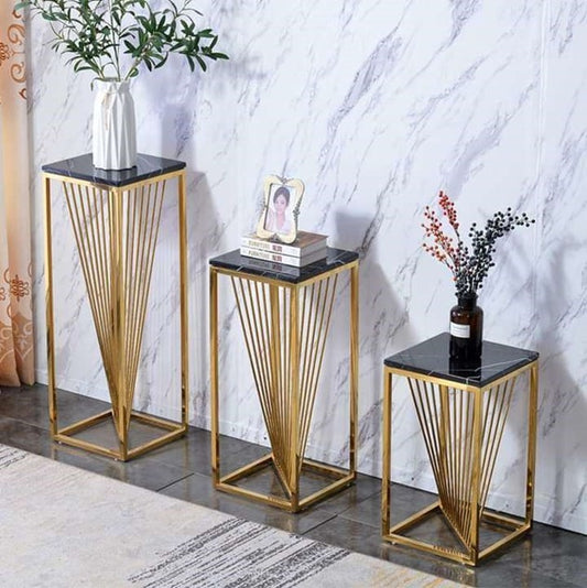 Gold Plated Metal Planter with Black ceramic Base