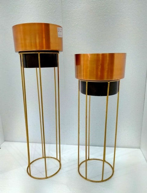 Copper & Black Plated Metal Planter