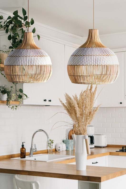Onion Shaped Rattan Lampshades (white)